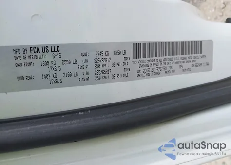 2015 Chrysler Town & Country Touring from USA, damaged, VIN 2C4RC1BG1FR727709